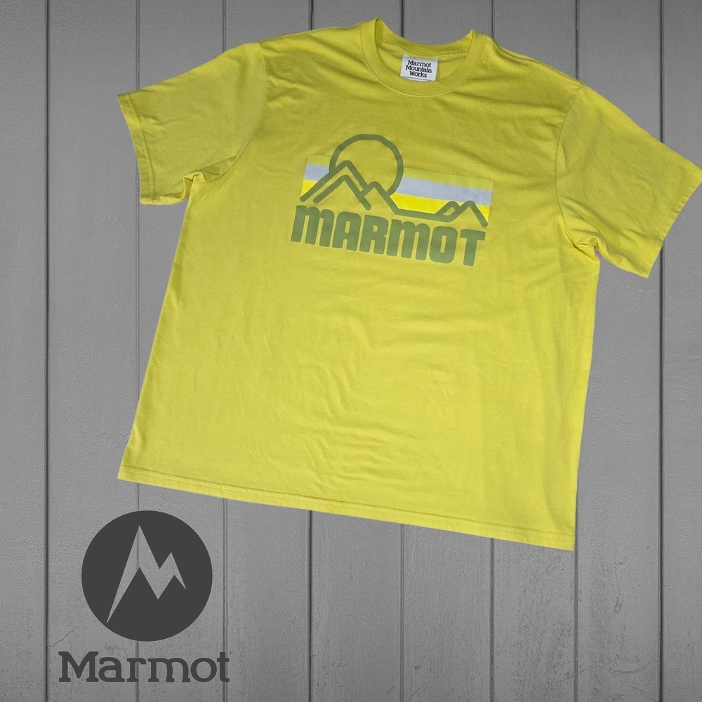 Marmot Mens Mountain Works Graphic Logo T-Shirt Yellow XXL
